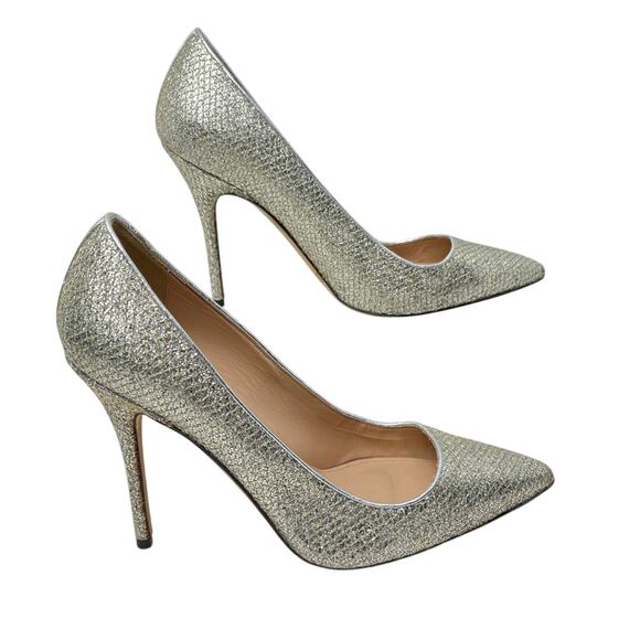 J. Crew Roxie Glitter Metallic Pointed Toe Silver Gold Dress Shoes - Picture 1 of 11